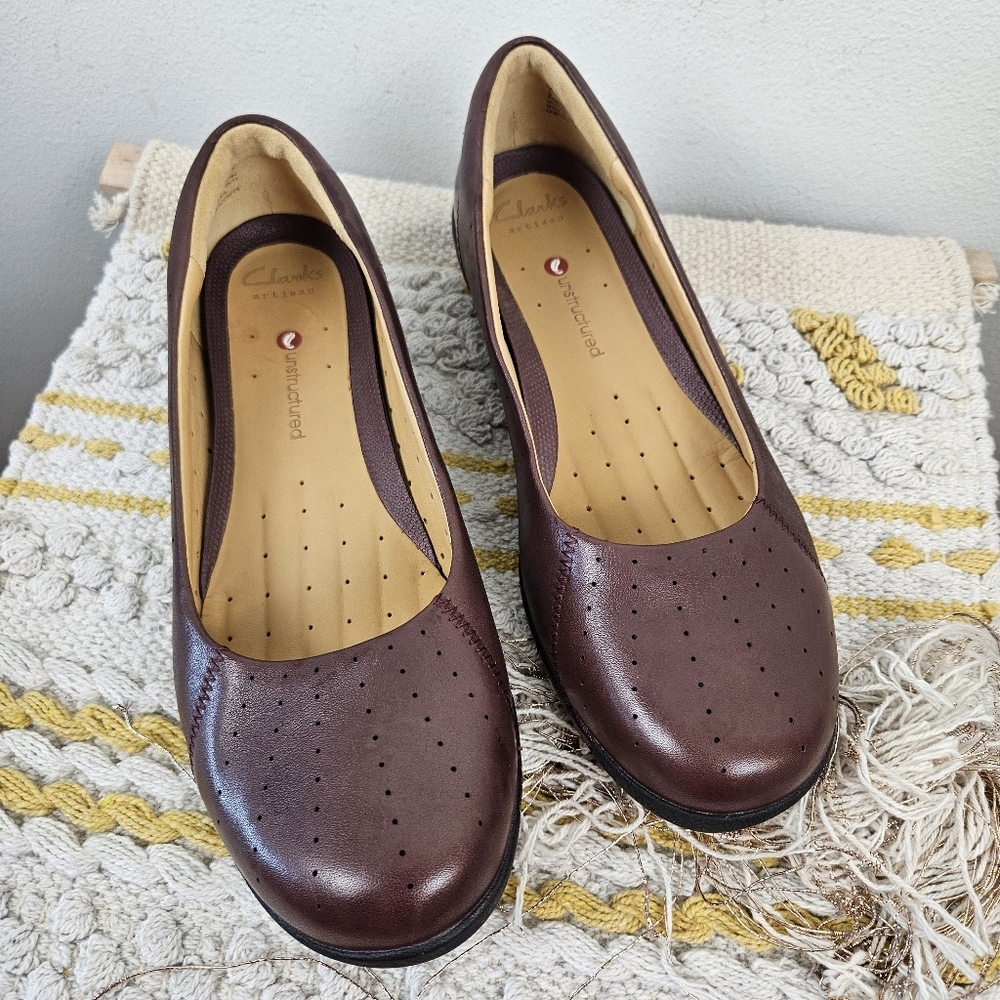 Clarks Women's Unstructured Hearth Flats Shoes Size 9.5M Brown